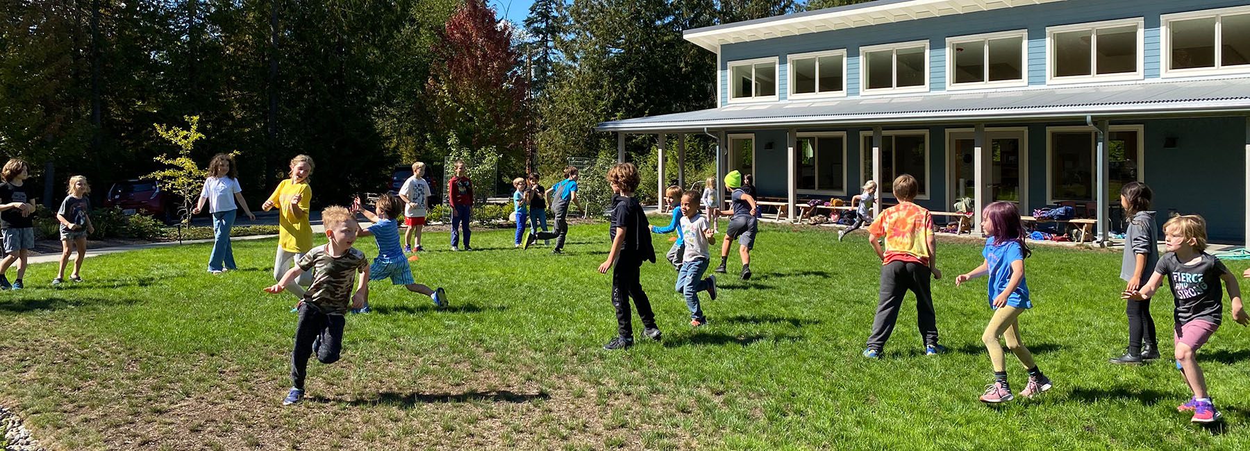 Elementary students playing outside